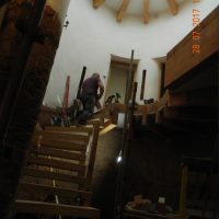 First flight of our solid oak spiral staircase in place title=
